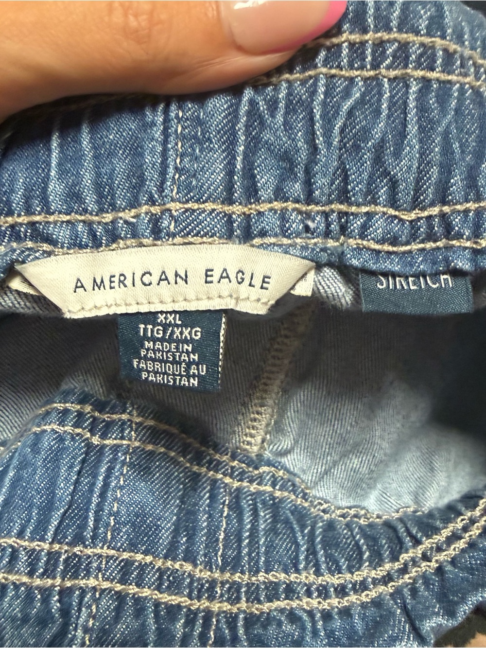 AE Dreamy Drape Pull On Elastic Waist Wide Leg Linen Blend Denim Pants Size XXL - Picture 4 of 4